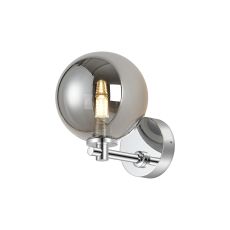 Gana Short Arm Wall Light, 1 Light G9, IP44, Polished Chrome/Smoke Smooth Round Glass