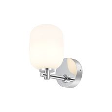 Gana Short Arm Wall Light, 1 Light G9, IP44, Polished Chrome/Opal Smooth Tubular Glass