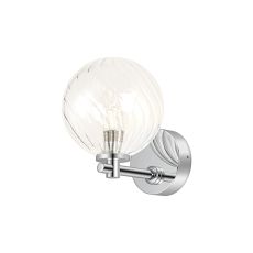 Gana Short Arm Wall Light, 1 Light G9, IP44, Polished Chrome/Clear Swirl Round Glass