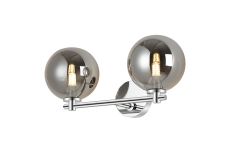 Gana Short Arm Wall Light, 2 Light G9, IP44, Polished Chrome/Smoke Smooth Round Glass