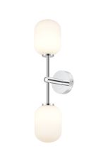 Gana Medium Arm Wall Light, 2 Light G9, IP44, Polished Chrome/Opal Smooth Tubular Glass