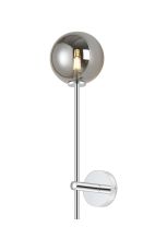 Gana Tall Arm Wall Light, 1 Light G9, IP44, Polished Chrome/Smoke Smooth Round Glass