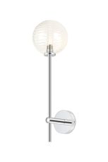 Gana Tall Arm Wall Light, 1 Light G9, IP44, Polished Chrome/Clear Ribbed Round Glass