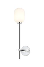 Gana Tall Arm Wall Light, 1 Light G9, IP44, Polished Chrome/Opal Smooth Tubular Glass