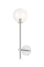 Gana Tall Arm Wall Light, 1 Light G9, IP44, Polished Chrome/Clear Swirl Round Glass