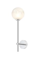 Gana Tall Arm Wall Light, 1 Light G9, IP44, Polished Chrome/White Two-Tone Snow Specks Round Glass