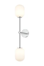 Gana Tall Arm Wall Light, 2 Light G9, IP44, Polished Chrome/Opal Smooth Tubular Glass