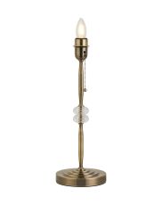 Lexo Crystal Table Lamp Without Shade, 1 Light E27, Antique Brass & Clear Crystal