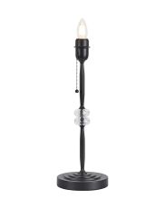 Lexo Crystal Table Lamp Without Shade, 1 Light E27, Satin Black & Clear Crystal