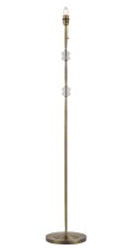 Lexo Floor Lamp Without Shade, 1 Light E27, Antique Brass/Clear Crystal