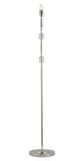 Lexo Floor Lamp Without Shade, 1 Light E27, Polished Nickel/Clear Crystal