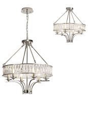 Vivienne 60cm Pendant/Semi Ceiling 6 Light E14 Polished NIckel/Crystal