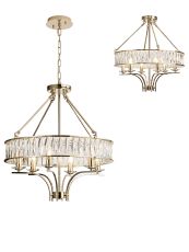 Vivienne 60cm Pendant/Semi Ceiling 6 Light E14 French Gold/Crystal