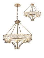 Vivienne 70cm Pendant/Semi Ceiling 8 Light E14 French Gold/Crystal