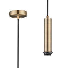 Wick 18cm Body 1.5m 1 Light Pendant, 1 x E27, Antique Brass