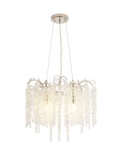 Wisteria 62cm Round Pendant, 7 Light E14, Polished Nickel / Crystal