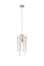 Wisteria 15cm Round Pendant, 1 Light E14, French Gold / Crystal