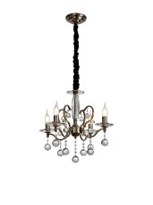 Zinta 50cm Pendant 4 Light E14 Antique Brass/Crystal